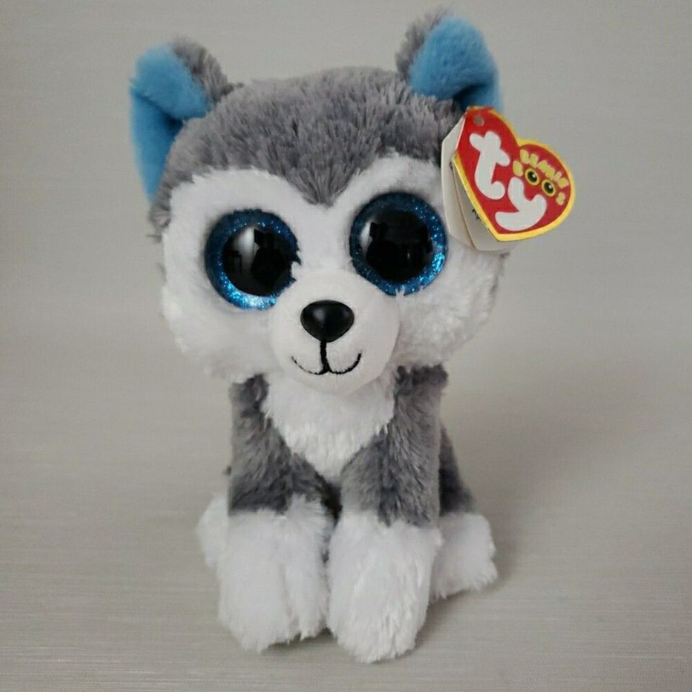 Ty Beanie Boo Boos Slush Siberian Husky Puppy Dog 6" Sparkle Eyes 2019